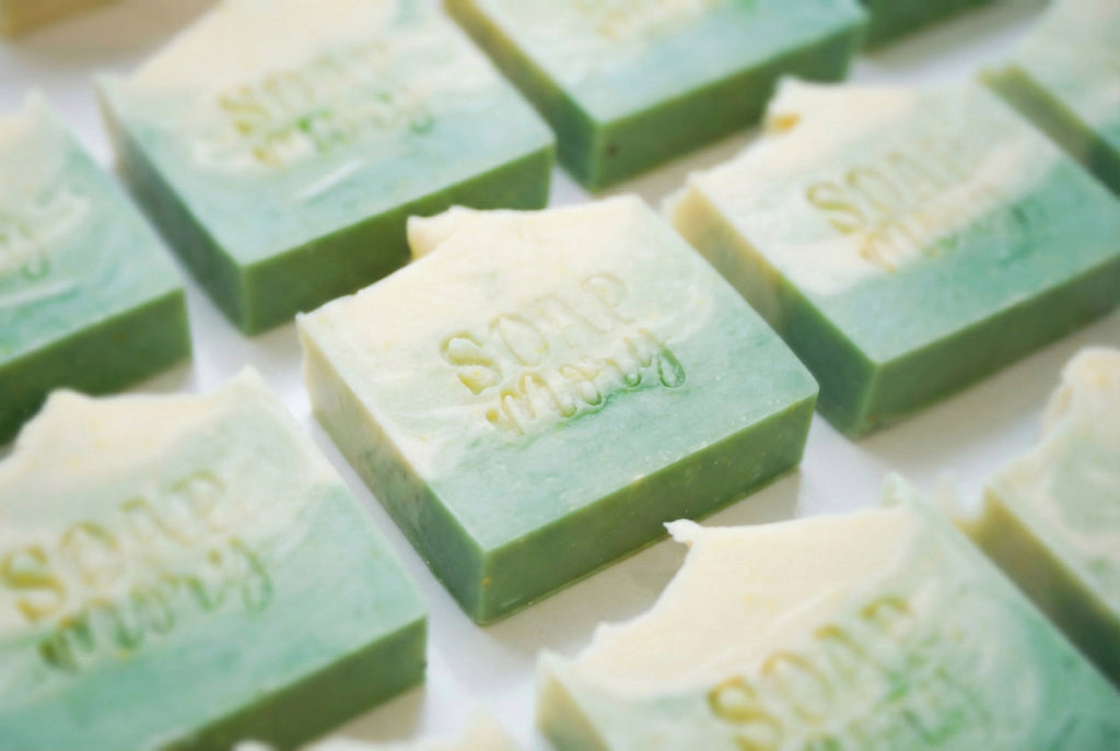 Green Summer Handmade Soap with cucumber & Melon by Soapmory